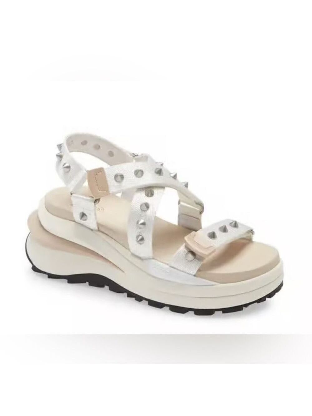 ASH Sunny Studded Wedge Sandal in White Size 40, 10